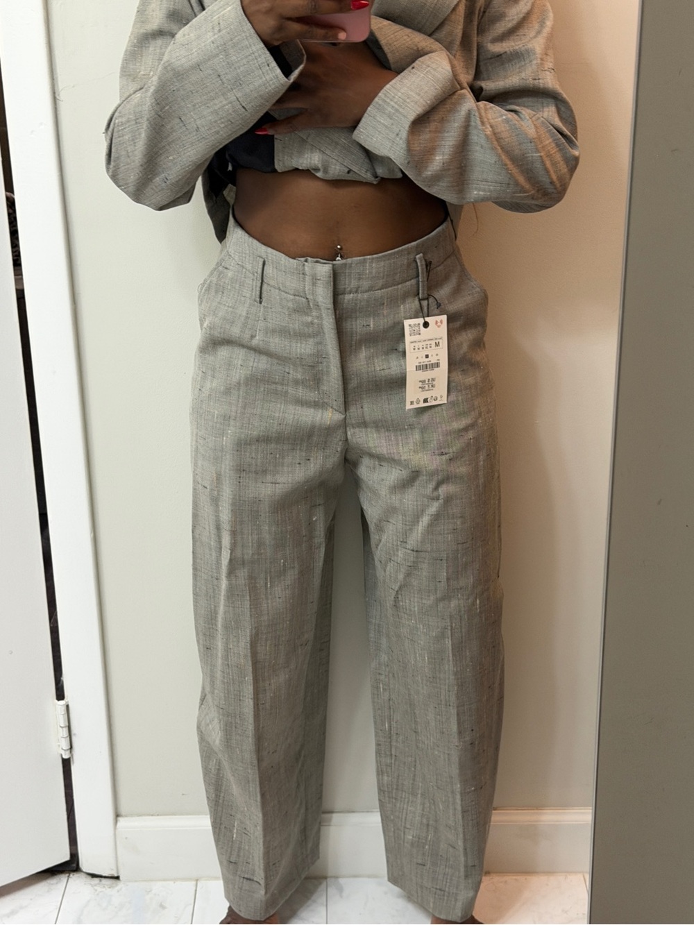 Zara Taupe Wide-Leg Tailored Suit - Picture 5 of 13